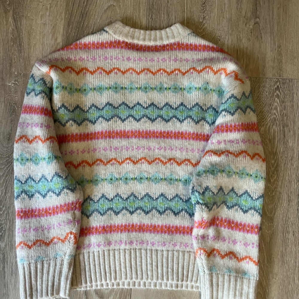 American Eagle Outfitters Cream Multicolor Fair Isle Crewneck Sweater - Picture 3 of 4